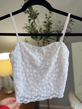 White Floral Lace Cami with Bow Detail